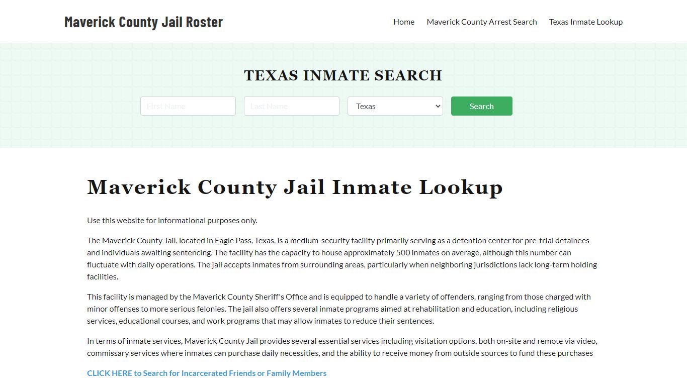 Maverick County Jail Roster Lookup, TX, Inmate Search